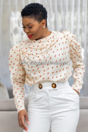 Cream orange dotted slouchy top