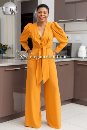 Front knot orange jumpsuit