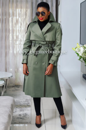 Olive green trench coat