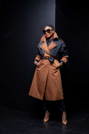Two-Tone Brown/Black Trench Coat