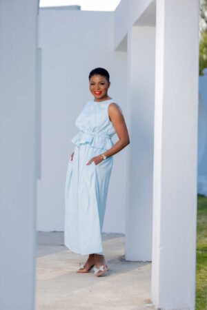 Sky Blue Sleevless Set